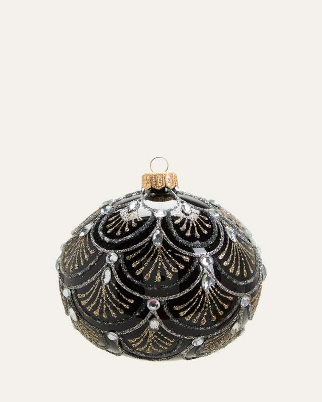 Black Flounce Ball Christmas Ornament